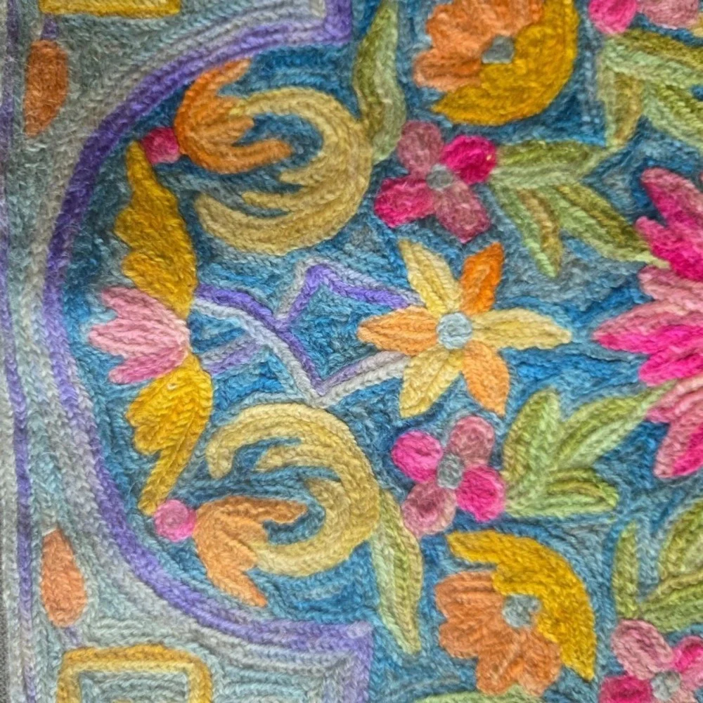 Cottagecore Pastel Embroidered Pillow Cover Wool on‎ Cotton 16